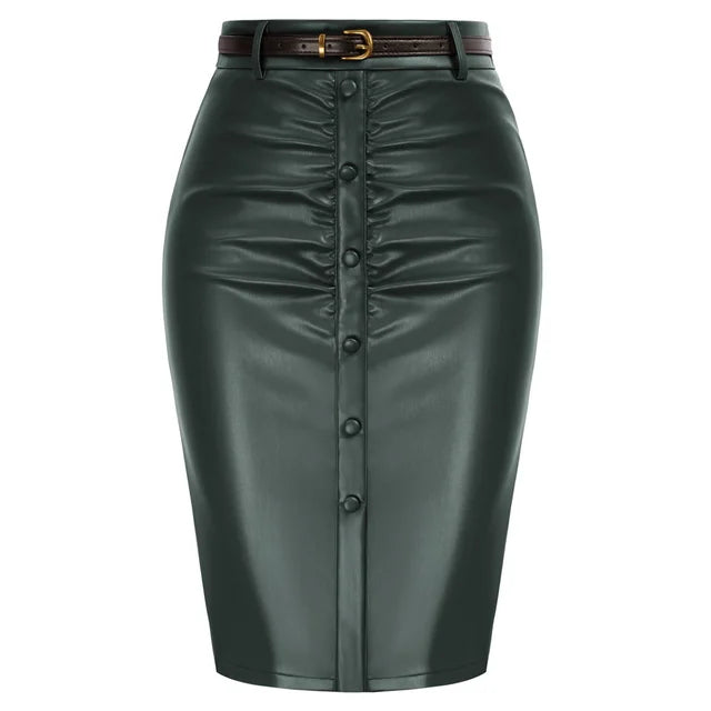 Belle Poque Vintage Pencil Skirt For Women 1950s Ruched Bodycon Skirt With Belt High Waisted Pencil Skirts For Workwear A30