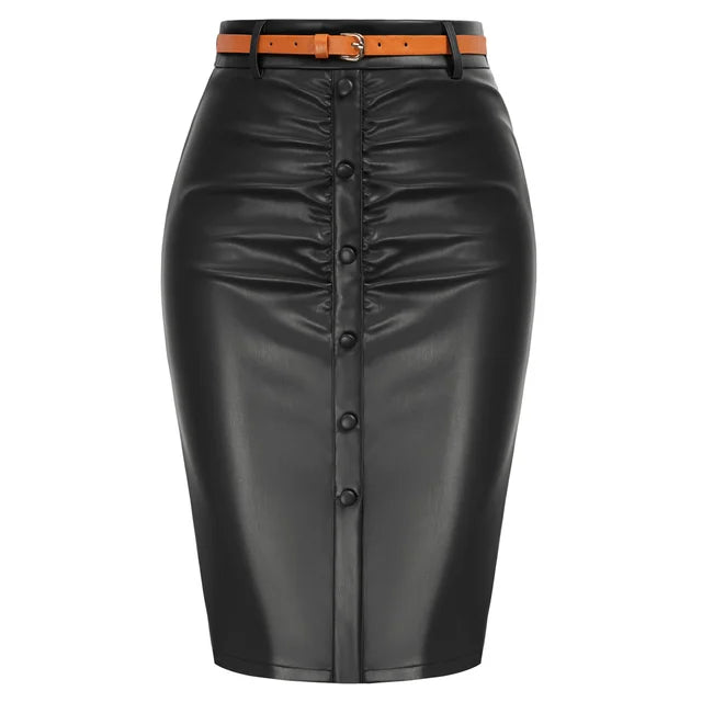 Belle Poque Vintage Pencil Skirt For Women 1950s Ruched Bodycon Skirt With Belt High Waisted Pencil Skirts For Workwear A30