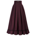 SD Women Renaissance Swing Skirt High Waist Ruffled Hem Maxi Skirt Vintage Long Length Skirts With Pockets Office Workwear A20