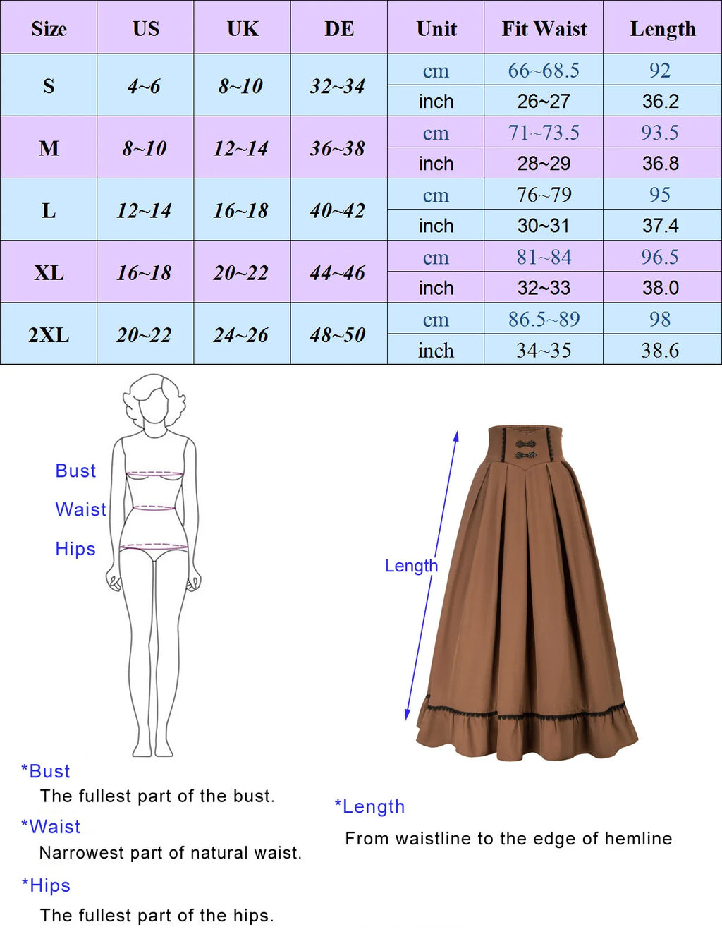 SD Women Renaissance Swing Skirt High Waist Ruffled Hem Maxi Skirt Vintage Long Length Skirts With Pockets Office Workwear A20